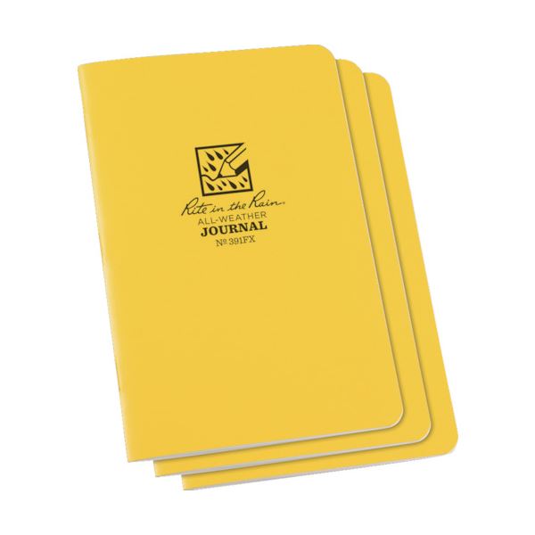 (まとめ) ライトインザレインステイプルノートブック(セット) ジャーナル 391FX 1パック(3冊) 【×5セット】 天候に関係なく使える 特殊コーティング...
