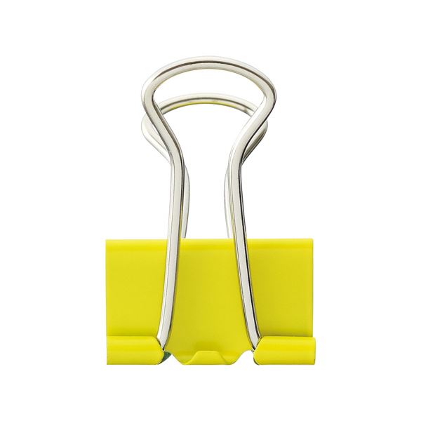 (まとめ) TANOSEE ダブルクリップ 中 口幅25mm イエロー 1箱(10個) 【×100セット】 黄 オフィス 事務用 ユース ダブルクリップ ミディ...