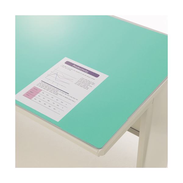 (まとめ) ライオン事務器 デスク (テーブル 机) マット アクリル製硬質透明タイプ ダブル(グリーンマット付) 600×450×1.8mm M 1枚 【×2...