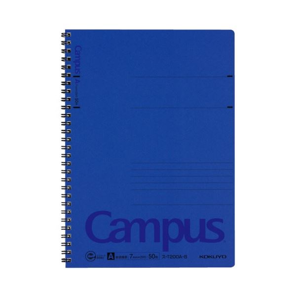コクヨ キャンパスツインリングノート(色厚表紙) セミB5 A罫 50枚 青 ス-T200A-B 1セット(60冊) 環境に優しいキャンパスツインリングノート ...