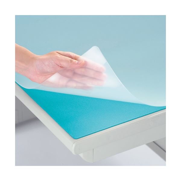 (まとめ)ライオン事務器 デスク (テーブル 机) マット再生オレフィン製 ノングレア仕上 ダブル(グリーンマット付) 1190×690×1.5mm No.12...