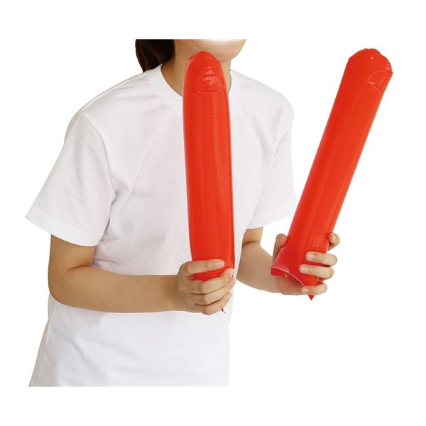 (まとめ)スティックバルーン レッド【×50セット】 赤 鮮やかな赤に包まれた50本のスティックバルーンセット パーティやイベントを彩る、華やかなアイテム 赤