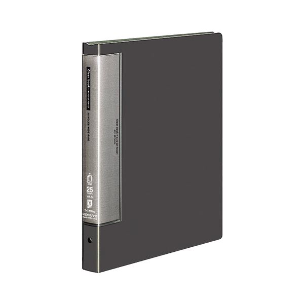 (まとめ) コクヨ クリヤーブック(クリアブック)(ウェーブカットポケット・替紙式) A4タテ 30穴 25ポケット付属 背幅33mm ダークグレー ラ-T73...