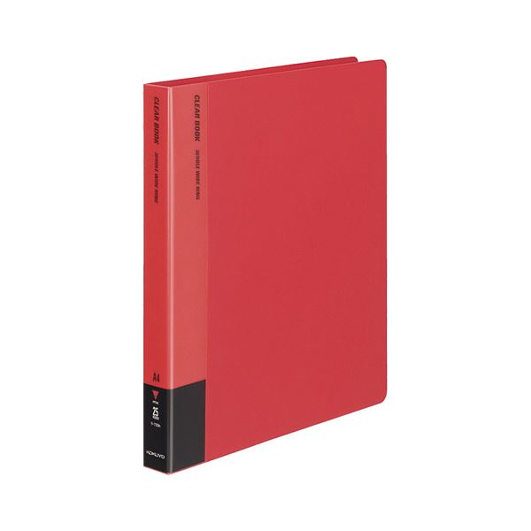 (まとめ) コクヨ クリヤーブック(クリアブック)(替紙式) A4タテ 30穴 20ポケット付属 背幅33mm 赤 ラ-730R 1冊 【×10セット】 透明な...