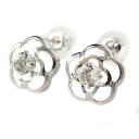 ピアス アクアマリン K10 ホワイトゴールド 3月 誕生石 フラワーモチーフ 花 スタッド シンプル かわいい フラワー シリコン製ダブルロックキャッチ 白 ...