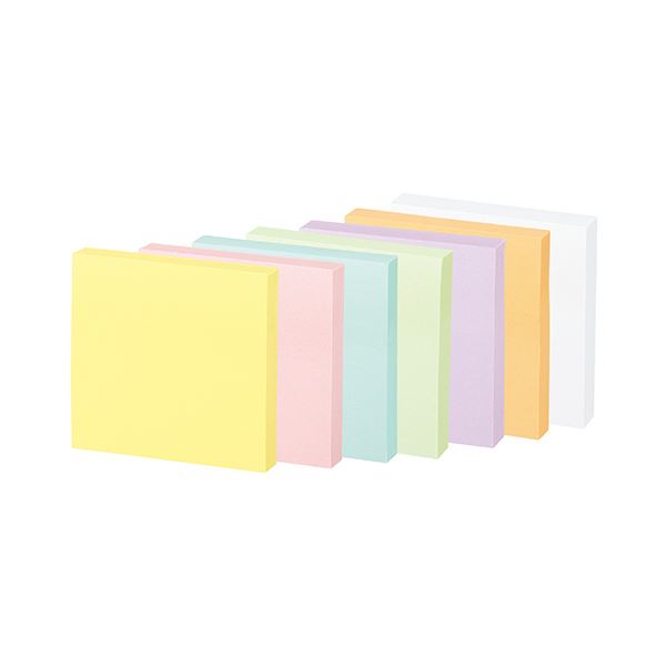 (まとめ)コクヨ 強粘着ふせん<K2>50×50mm パステルカラー7色 K2メ-KP5050X10 1パック(10冊)【×5セット】 7色のパステルカラーで、...