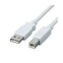 (まとめ) フェライトコア内蔵USB2.0対応ケーブル 配線 (A)オス-(B)オス ホワイト 0.5m USB2-FS051本 【×10セット】 白 ノイズを...