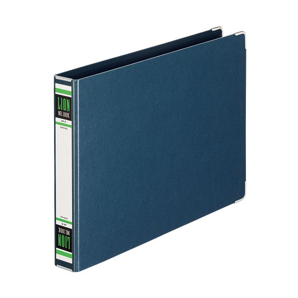 (まとめ) ライオン事務器 スプリングファイル A4ヨコ 2穴 300枚収容 背幅36mm 紺 No.100K-A4E 1冊 【×30セット】 整理 収納 力抜...