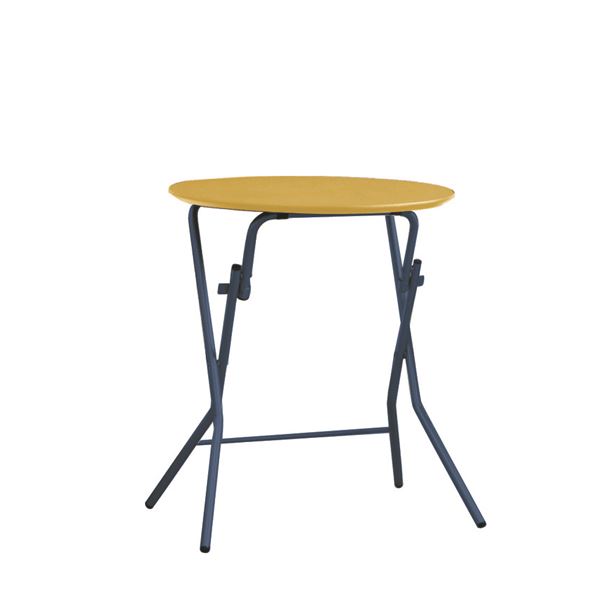 折りたたみテーブル 机 【幅63.5cm 円形 (丸型 ラウンド) ナチュラル×ブラック】 日本製 国産 木製 金..