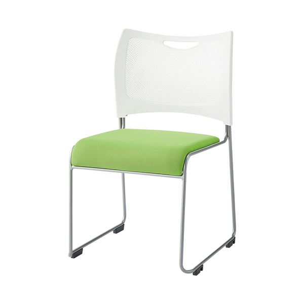 アイリスチトセ スタッキングチェア (イス 椅子) ホワイト/グリーン MCX-02DM-F 1脚 白 緑 新鮮な風を運ぶ、白と緑の調和 スタイリッシュなスタッキングチェア (イス 椅子) 、リフレッシュMCX-02DM-F 白 緑