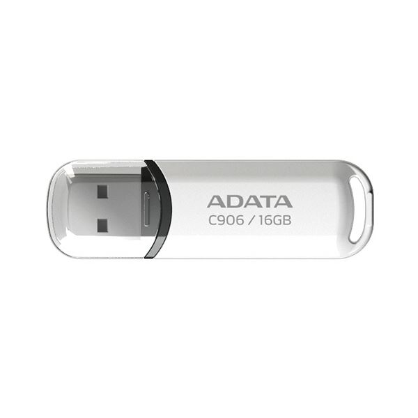 楽天株式会社夢の小屋（まとめ）A-DATA C906小型USBフラッシュドライブ 16GB ホワイト AC906-16G-RWH 1個【×10セット】 白 シンプルで洗練されたデザインの16GB USBフラッシュドライブ ストラップホール付きで使いやすく、清潔感のあるホワイトカラーが魅力 A-DATA C906の10個セットでお得に提