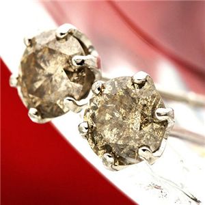 Pt900 ブラウン ダイヤモンドピアス 0.5ct プラチナ 茶