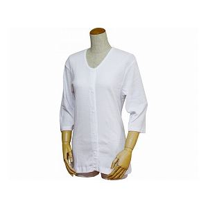 ウエル 婦人用前開き七分袖シャツ（プラスチックホック式） ／43261 白 5L 快適な介護生活をサポートす..
