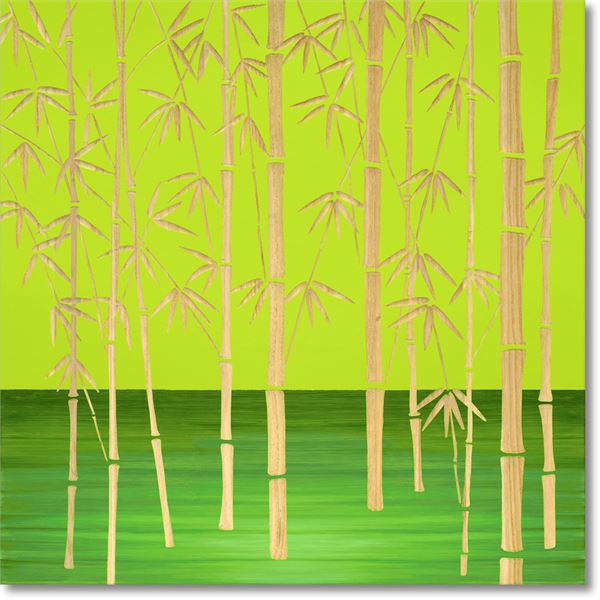 ユーパワー ウッドスカルプチャーアート 60×60cm 「フォレスト バンブー」GR+NP 自然の力を宿す木製彫刻アート 60×60cm『グリーンフォレスト』- 緑と自然の調和が生み出す癒しの空間 -