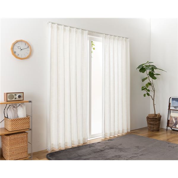 カーテン 幅100cm×丈80cm ホワイト 2枚 洗える ウォッシャブル 日本製 国産 アジャスターフック タッセル付き 形状記憶 ロディ リビング ダイニング 白 快適な空間を演出する、洗える ウォッシャブル カーテン2枚セット 幅100cm×丈80cmのホワイトカラー 取り付け簡単で美