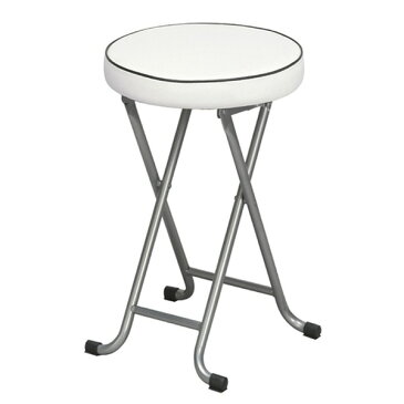 ハニースツール バーチェア (ホワイト/白) 高さ48cm/折りたたみ椅子 (イス チェア) /カウンターチェア (イス 椅子) /合成皮革/金属 スチール /イス/コンパクト/スリム/キッチン 台所 /クッション/パイプイス/完成品/NK-013 白