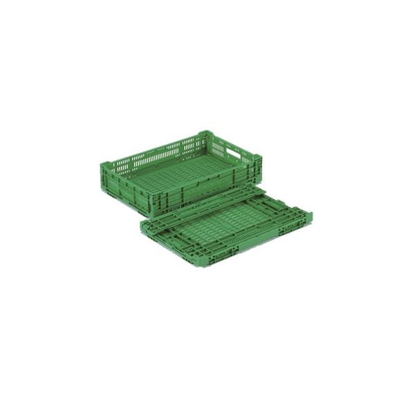 折りたたみコンテナー/オリコン 【RS-MM22】 グリーン 材質：PP ワンタッチ組立 緑 折りたたみ式輸送容器で通気性と洗浄性に優れ、環境にPP素材を使用 整理 収納 も簡単で、グリーンの色合いが目を引く便利な輸送コンテナ【RS-MM22】 緑