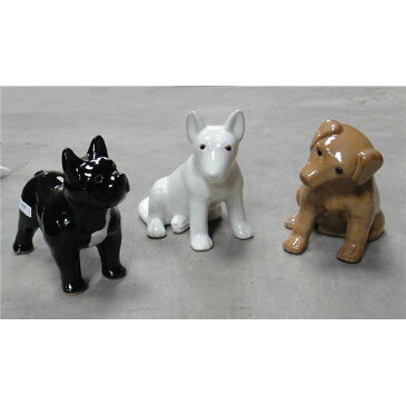 【3点×1セット】 陶製ガーデンオーナメント/園芸用品 【犬タイプ 長さ33cm】 イタリア製 ほのぼのわんこ 『ストローファーム』