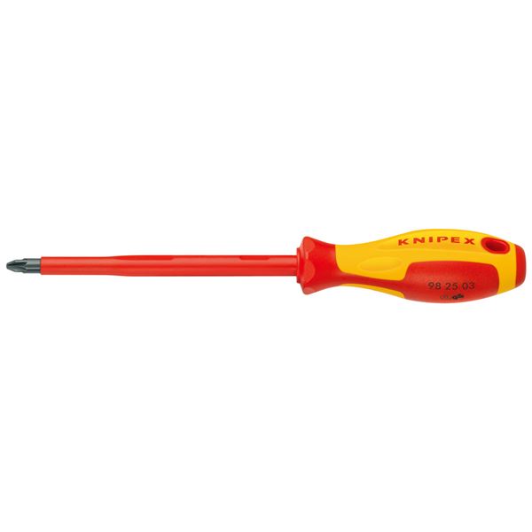 KNIPEX（クニペックス）9825-03 ポジドライブ絶縁ドライバー 1000V 絶縁力1000Vのポジドライブ絶縁ドライバー、KNIPEX（クニペックス）9825-03は信頼と安全 安心 を追求し、高い絶縁性能で電気事故から守ります