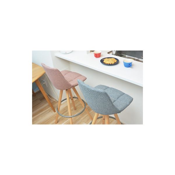 (まとめ)ハイチェアシルバーピンク(SPK)【times;2脚セット】組立品〔カウンターチェアバーチェア〕