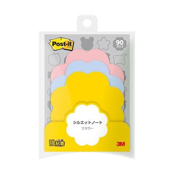 (まとめ)3Mポスト・イットシルエットノート強粘着タイプフラワー3色SSS-FLR1パック(3冊)【times;50セット】