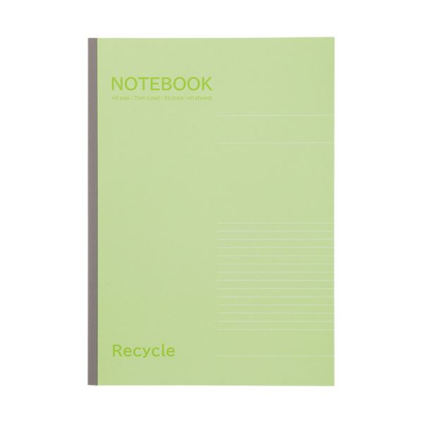 （まとめ）TANOSEE ノートブック再生紙 A4 A罫7mm 40枚 グリーン 1セット（10冊） 【×5セット】 緑 環境に再生紙を使用したA4サイズのノート 美しい罫線が広がる40枚入り 爽やかなグリーンのカバーが目を引くお得なセット 使いやすく環境に配慮したノートブック 緑