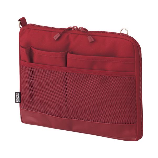 楽天夢の小屋（まとめ） リヒトラブ SMART FITACTACT バッグインバッグ （ヨコ型） A5 レッド A-7680-3 1個 【×10セット】 赤 スリムなデザインのバッグインバッグに、タブレットPC パソコン に最適な起毛生地ポケットを搭載 便利さとスタイルを兼ね備えたA5サイズのレッドバッグ、リヒト