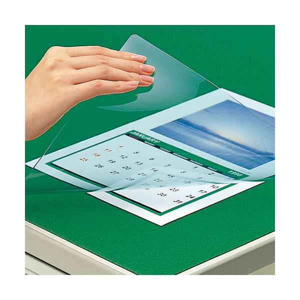 コクヨ デスク (テーブル 机) マット軟質（非転写）ダブル（下敷付） 1387×687mm グリーン マ-447NG 1枚 緑 コピーが跳ね返ることなく、内側に施された特殊コーティングで清潔さをキープ 使いやすいダブルタイプの軟質デスク (テーブル 机) マット、サイズは1387×687mm