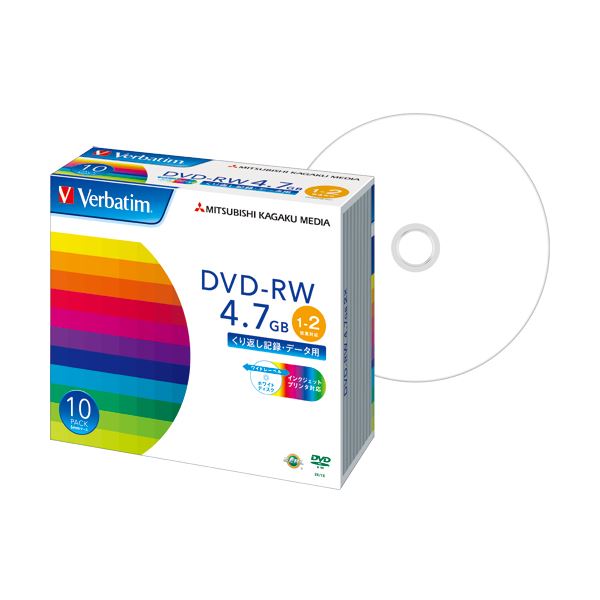 (まとめ) バーベイタム データ用DVD-RW4.7GB 2倍速 ワイドプリンタブル 5mmスリムケース DHW47NP10V1 1パック(10枚) 【×10セット】 高品質な10枚パックの再書き込み可能なDVD-RW データ保存やバックアップに最適で、信頼性と安心 安全 のパフォーマンスを求める方におすす