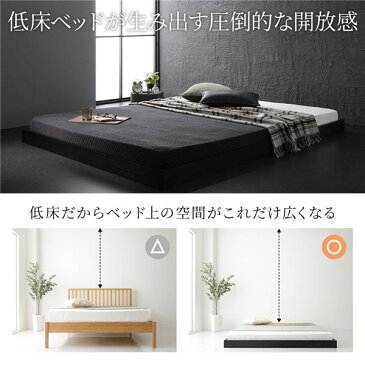 ダブルベッド 黒 ブラック 単品 ベッド 低床 ロータイプ 低い すのこ 蒸れにくく 通気性が良い 木製 コンパクト ヘッドレス シンプル モダン ブラック ダブル ベッドフレームのみ 黒