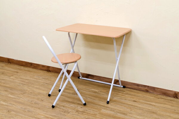 折りたたみデスク&チェアセット【ビーチ】スチール脚デスク:幅71cm【完成品】(カテゴリー:生活用品>インテリア>雑貨>インテリア>家具>机>デスク>デスクターナ)