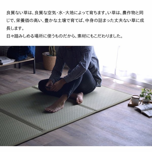 い草マットレス三つ折りダブル約140times;210cmグリーン日本製国産畳カビ防止置き畳軽量梅雨湿気対策新生活こたつ敷フロアマット緑