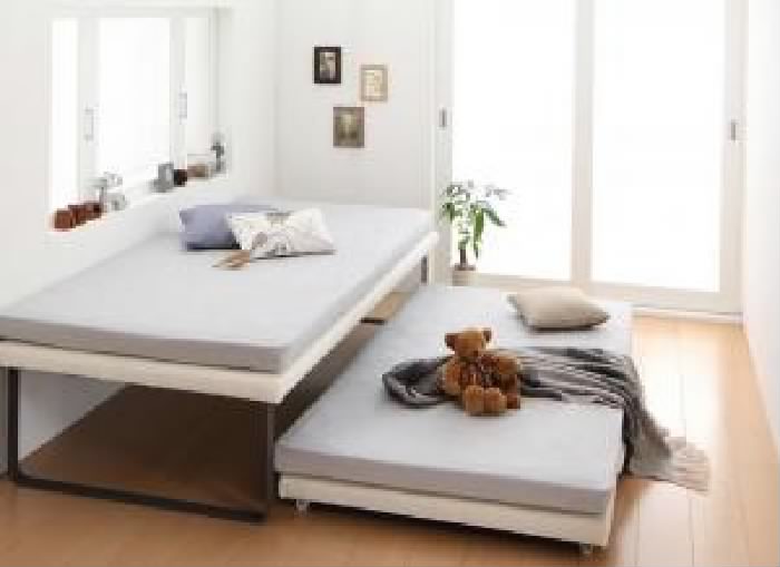 シングルベッド 白 2段ベッド 薄型軽量ボンネルコイルマットレス付き セット 親子ベッド( 幅 :シングル)( 奥行 :レギュラー)( フレーム色 : アイボリー 乳白色 )( 上下段セット )