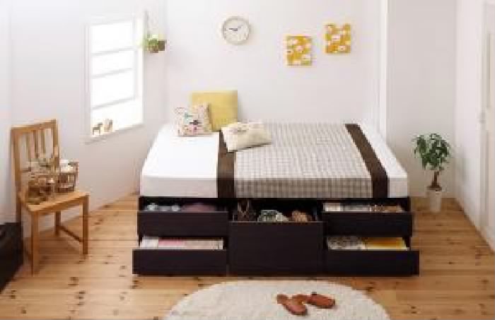 ベッド 大容量収納ベッド（跳ね上げベッド以外） シンプルデザイン_大容量チェストベッド ナチュラル アイボリー