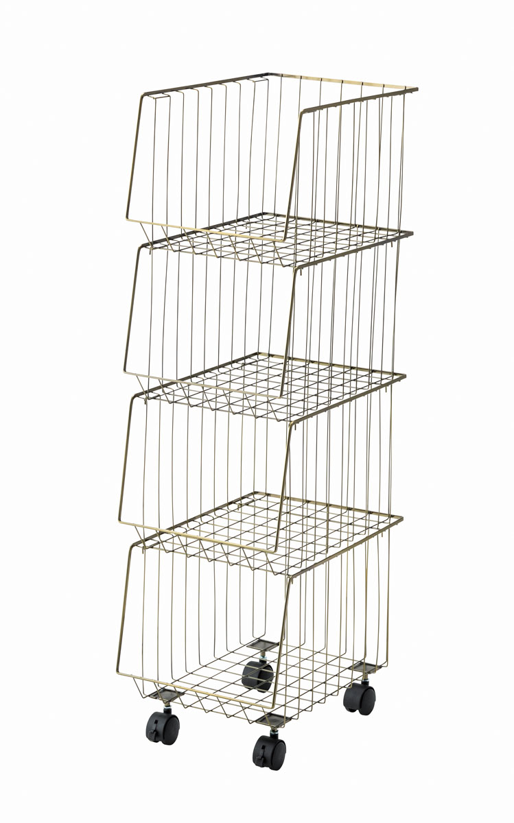 スタッキングワゴン4D おしゃれ 人気（アンティークゴールド / ブラック）