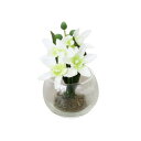 かわ畑 ガラス花瓶 グラスアート ホワイト＆ライトグリーン(造花付き) 1308GAP011