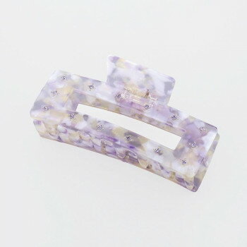 フラワーリング バンスクリップ ビジュー×スクエア パープル HHC0544-PU