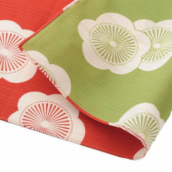 山田繊維 むす美 風呂敷 100 伊砂文様 両面 梅 アカ/グリーン PP袋入れ 20478-305