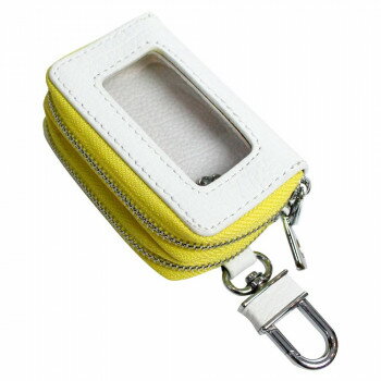 AWESOME(オーサム)　スマートキーケース　クリア窓付きダブルファスナータイプ　ホワイト×ライム　ASK-CMW022