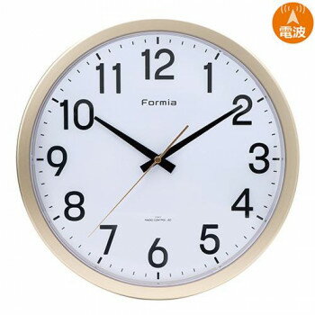 保土ヶ谷電子販売　FORMIA(フォルミア)　電波スイープ掛時計　シャンパンゴールド　HWC-014WRC