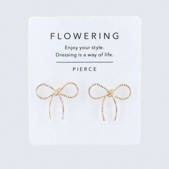 フラワーリング ピアス チェーンリボン ピンクゴールド AAP1883-PG
