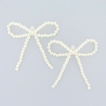 フラワーリング シューズクリップ パールビーズリボン ホワイト ASP0001-WH
