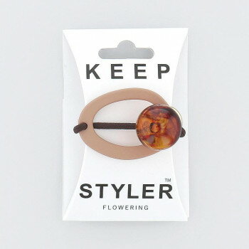 フラワーリング ヘアゴム キープスタイラー マットオーバル×べっ甲 ピンク HHG0991-PK