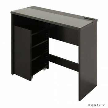 サイドワゴン付きコスメデスク ブラック HMT-35DBK