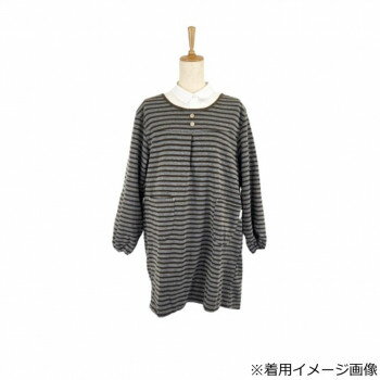 atelier momo＆momo シャギーボーダー かっぽう着　エプロン　カーキ 37739 M-L