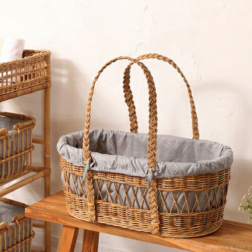 ラタン 手提げバスケット ペットキャリー Mサイズ Natural rattan シリーズ