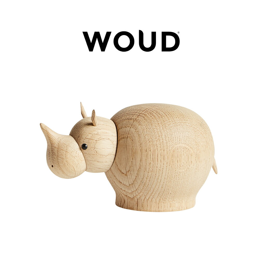 WOUD リナ ライノセラス スモール ナチュラル 置物 オブジェ 木材 サイ 動物 木彫り 彫刻 かわいい おしゃれ 北欧 人気