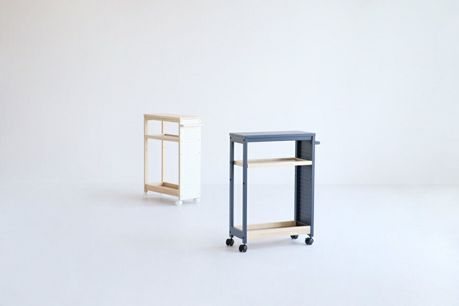 ワゴン キャスター付き 3段 3段ワゴン スリム 天板 キッチン キッチンワゴン マルチワゴン リビング デスク デスクワゴン 収納 有孔ボード 高さ調節 Multi Wagon -pit- ilw-3440