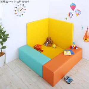 Rakuten - プレイマット タイルカーペット 法人様必見。子供に安全安心のコーナー型キッズプレイマット 5点セット フロアマット2枚+スツール3枚 150×150