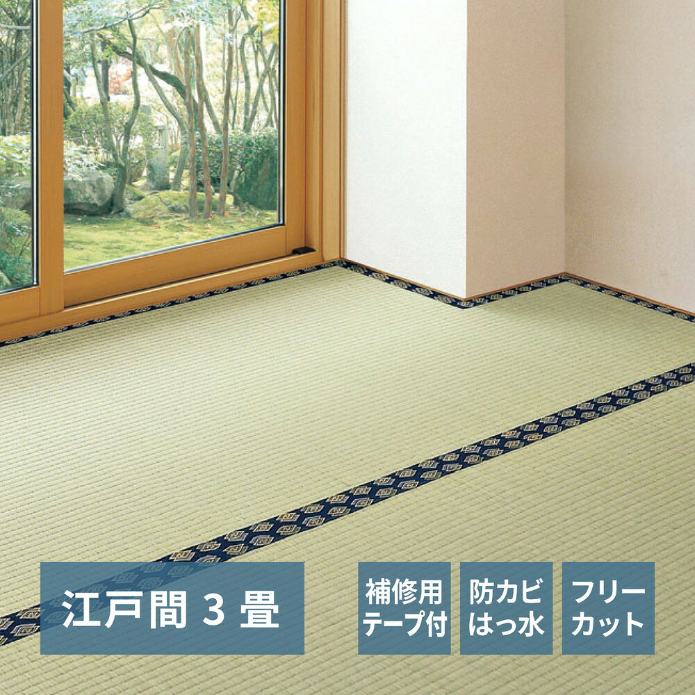 乐天商城 - フリーカット裏付き い草カーペット みすず 補修テープ付き 江戸間 3帖（174×261）